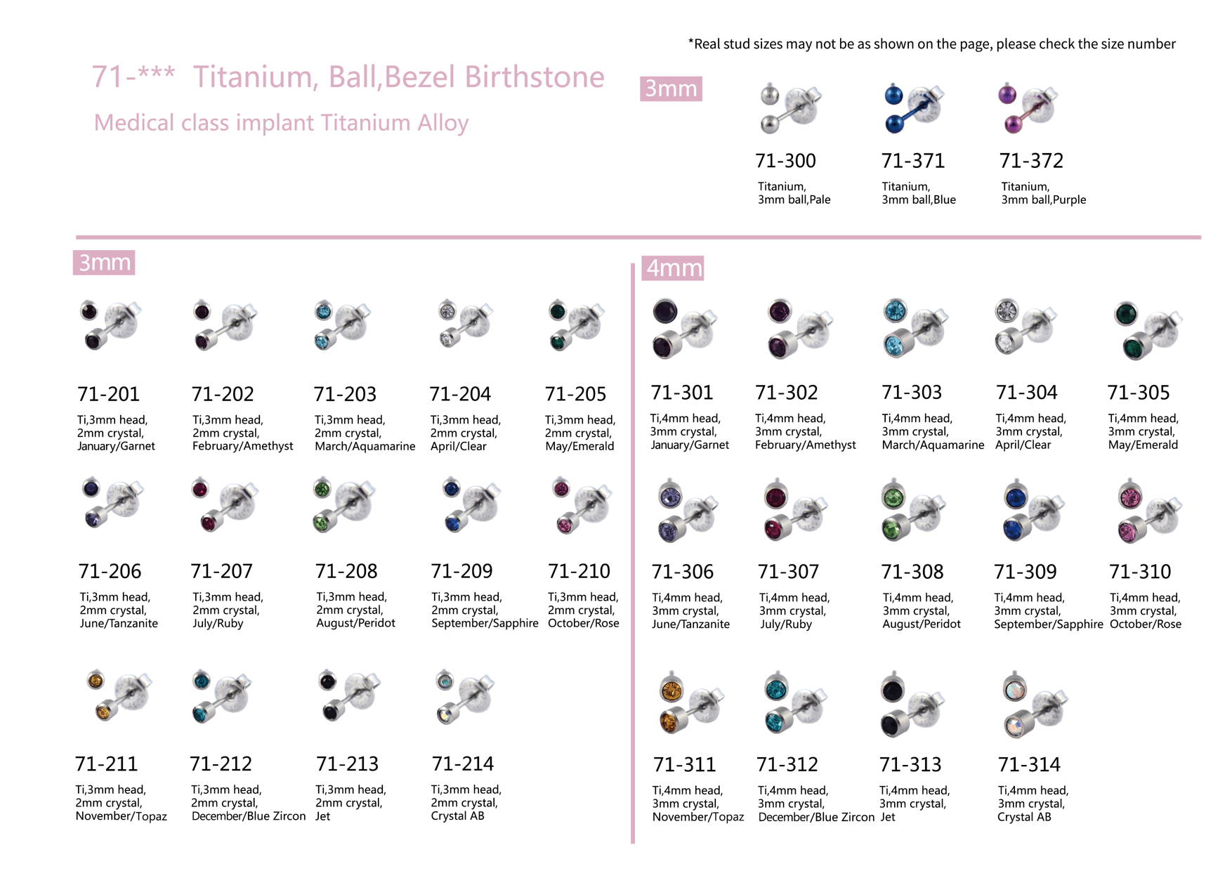 We have various earring studs to you for select.  (8)